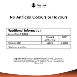 New Leaf Products Vitamin B1 Thiamine Tablets