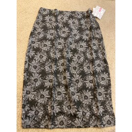 LuLaRoe Cassie Pencil Skirt Womens Sz S Rose Daisy Floral Flower Black Print NWT