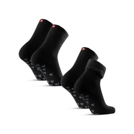 DANISH ENDURANCE 2 Pairs of Non-Slip Thermal Socks Warm and Cosy for Men and Women, black