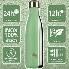 Mont-Clair Stainless Steel Drinking Bottle - Thermos Flask - BPA-Free - Water Bottle, Stainless Steel Drinking Bottle 500 ml - 24 Hours Cold & 12 Hours Warm - Leak-Proof - Thermos Drinking Bottle -