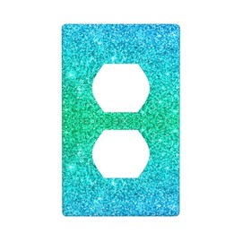 1 Gang Duplex Bling Blue Teal Galaxy Sky Receptacle Wall Plate Decorative Outlet Covers Single Duplex Switchplate Covers Electrical Faceplate For Home Decor 4.5 * 2.76