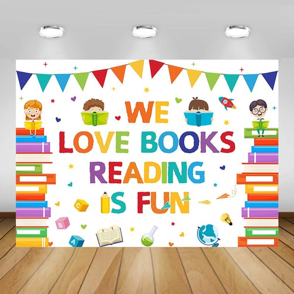 MEHOFOND World Book Day Backdrop We Love Books Reading is