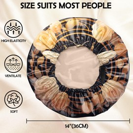 Zewurtuw Satin Bonnet Silk Bonnet for Sleeping Reusable Double Layer Elastic Adjustable Hair Caps Cute Aesthetic Women Girls-Bee