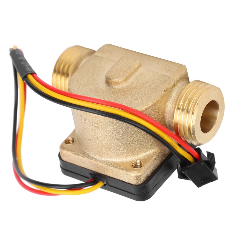 G1/2in Male Water Flow Sensor Counter Brass Hall Flowmeter DC