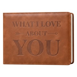 What I Love About You Leather Book – 50 Reasons Why I Love You Book, Fill-In-The-Blank Journal for Him Her, Romantic Couples Gifts for Anniversary, Christmas & More (Brown Deboss)