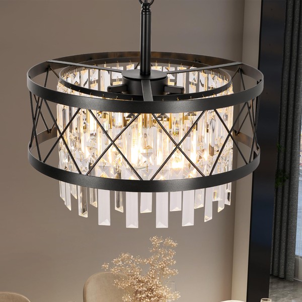 COCOSTAR Crystal Chandelier for Bedrooms, 16'' Small Farmhouse Chandelier, Crystal