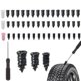 Lotnery 45Pcs Tyre Puncture Repair Kit with Rubber Nails & Screwdriver, Tyre Repair Kit with Storage Box, Fast Tire Repair Nail Tool for Auto Car Motorcycle(15S+15M+15L)