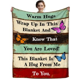 DRCBF Get Well Gifts for Women Blanket After Surgery Warm Hugs Inspirational Religious Words Blankets and Throws Gifts for Sofa Couch Living Room 50"X40"