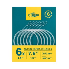 SF - Leader pre-legato con anello, conico, in nylon, per pesca a mosca, per pesca trota 2,28 m, 6X, 6 pezzi