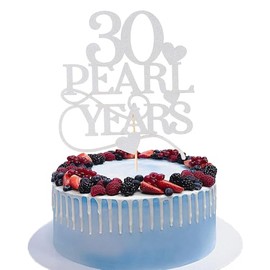 Decoración para tartas de 30 años de perlas – Decoración para tartas de boda de 30 años, decoración para fiestas de aniversario de 30 perlas