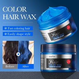 Temporary Hair Colour Wax, Hair Dye, Unisex Hair Dye Wax, Non-Greasy Matte Hairstyle Hair Dye Wax, Washable Plant Formula Hair Tone for Men Women, 120 g, Blue