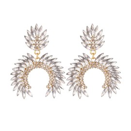 Geometric Leaf Earrings for Women, Funny Leaf Statement Earrings for Girls, Cute Leaf Feather Dangle Earrings Hypoallergenic, Bohemian Flower Leaf Plant Drop Earrings, C Shape Earrings Jewelry(White)