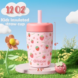 Fimibuke Kids & Toddler Cups Spill Proof, 12 OZ Capybara Insulated Sippy Cups for Toddlers Boys Girls, Toddler Straw Tumbler, Stainless Steel Kids Water Bottle with Twist Lids & Silicone Straw, 1 Pack