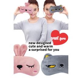 USB cartoon heated eye mask for dry eyes warm compress for relieve dry eyes cut cat eye mask(Grey)