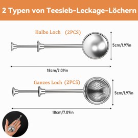 4 Stück Teezange für Losen Tee, 304 Edelstahl Teezange Teeei, Teebeutel für Losen Tee, Teaballs mit Teleskopgriff Teefilter, Teesieb Teebeutel, für Kakaopulver, Gewürze, Rose