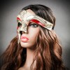 ILOVEMASKS Phantom Red Diamond Plaid with Silver Lining Venetian Masquerade