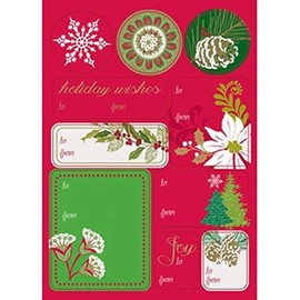 The Gift Wrap Company Self-Adhesive Christmas Tag Labels and Seals, Sticking with Tradition, Multicolor