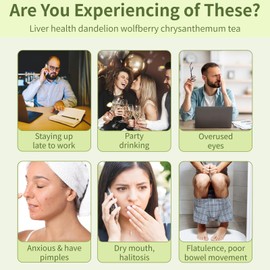 PHOEXXIX-Dandelion Wolfberry tea bags,dandelion tea organic,use for Kidneys Liver&eye Detox and Repair,stay up late constipation boost immunity,Contain dandelion wolfberry Seven ingredients,Corn fiber tea bag Non-GMO caffeine-free(2 Pack/30 Bags) 360g