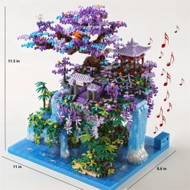 Yushinv Cherry Blossom Tree Building Set with Box 4574Pcs, Original Scene Music Japanese Sakura Tree House(Type :Symphony), Cherry Bonsai Tree Lights Building Kit, Cherry Blossom Building Set.