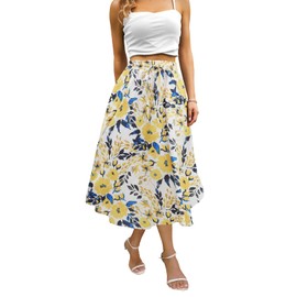 Abaadlw Maxi Skirts for Women with Pockets Long Midi Length Casual Skirt for Beach Party Holiday