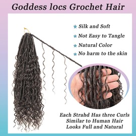 9 Packs Crochet Hair 18Inch Goddess Locs with Curly Ends Long Bohemian River Pre Looped Crochet Hair for Black Women(18inch,4#)