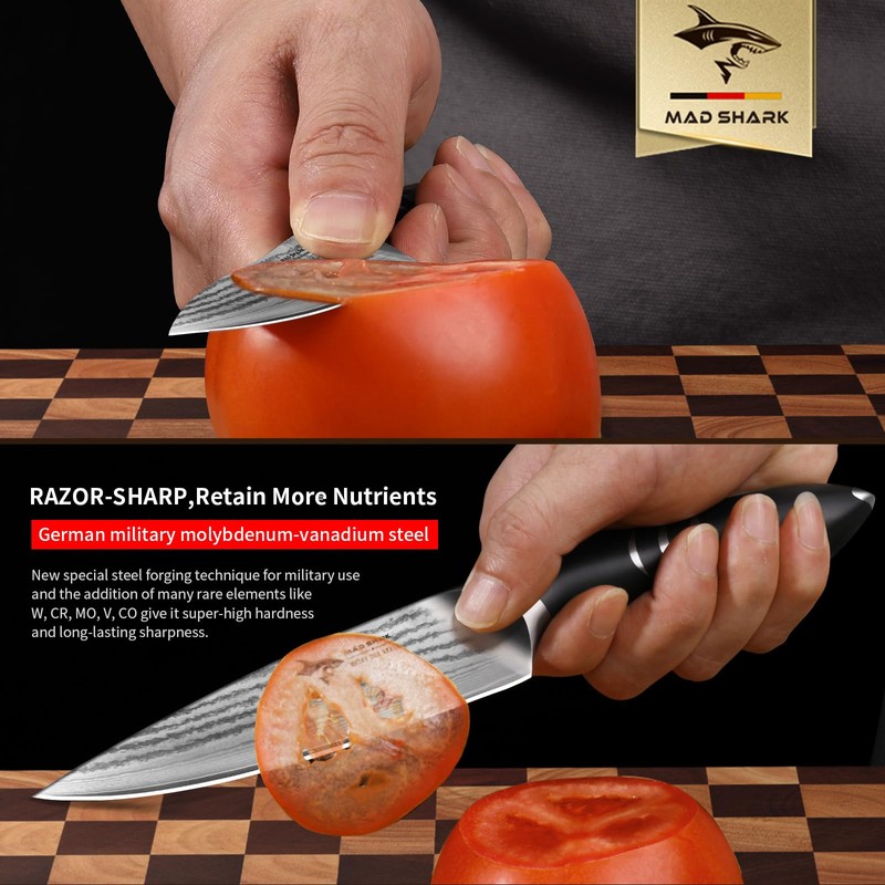 MAD SHARK Damascus Paring Knife 5 Inch Small Kitchen Knife,