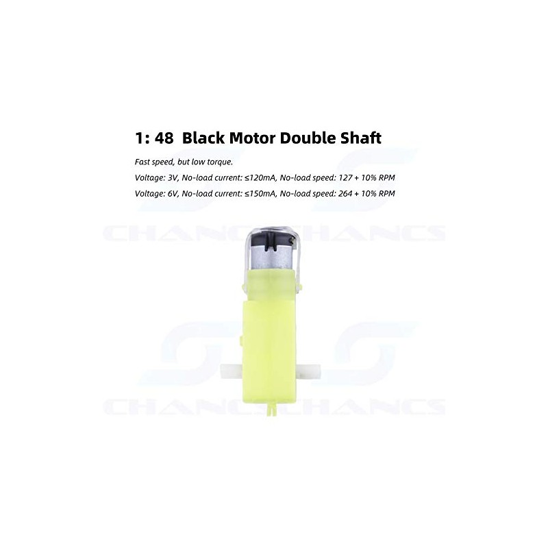 CHANCS DC Gear Motor 3-6V 1:48 1pcs Double Shaft for