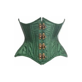 Top Drawer Double Steel Boned Green Brocade Curvy Underbust Corset (XLarge)