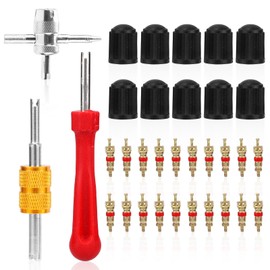 BOXOB 33pcs Tire Valve Stem Tool Kit, 4 in 1 & Double & Single Head Valve Core Remover Installer Wrench for Car, Truck, Motorcycle, Bicycle, ATV