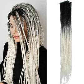 Thin 0.6cm Synthetic Dreadlock Extensions Handmade 24Inch 20 Strands Crochet Hair Long Crochet Braids Hip-Hop Style Soft Dreads Hair Extensions