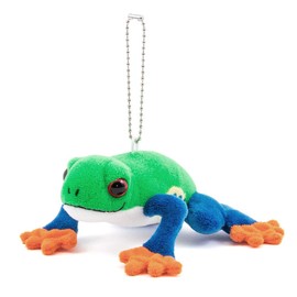[COLORATA] Carolata Plush Mascot, Red-headed Frog (Realistic Amphibian / Chain Included) Cute Frog Key Holder, Doll, Gift, Present (2 Meters Ready)