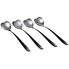 Alessi Big Love AMMI08/7 - Set of Four Coffee Shaped Designer Coffee Teaspoons, 18/10 Stainless Steel, Steel