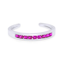 AFFY Round Cut Simulated Ruby Channel Set 10k White Gold Womens Adjustable Toe Ring