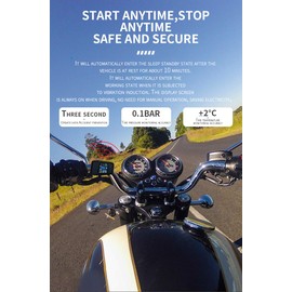 3T6B Wireless Motorcycle Tire Pressure Monitoring System 5 Alarm Modes, USB Rechargeable Waterproof Tire Pressure Monitoring System with 2 External Sensors & LCD Display