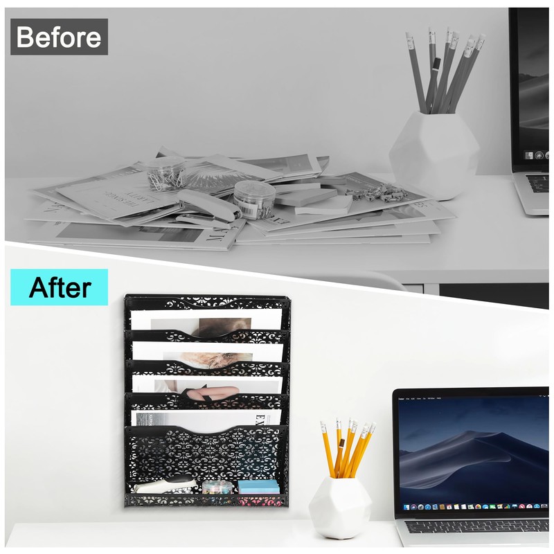 EasyPAG Desk File Organizer Heavy Duty Metal Wall Mount File