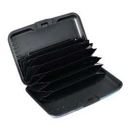 ELFISH Mini RFID Aluminum Wallet Credit Cards Holder Business Card Case Metal ID Case for Men Women（Blue Purple Marble