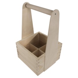 WooDeeDoo Wooden Bottle Carrier Caddy | Fits 4x 330/500 ml Beers | Trug Tote Basket Crate Case Box Holder | Plain Unfinished Wood Trug Tote Crate Case Holder