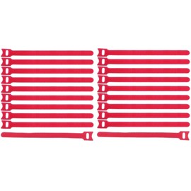 10 x Velcro Cable Ties 200 x 25 mm Red Velcro Cable Ties Cable Velcro Tape - Resealable/Reusable (20, 200 x 25 mm Red)