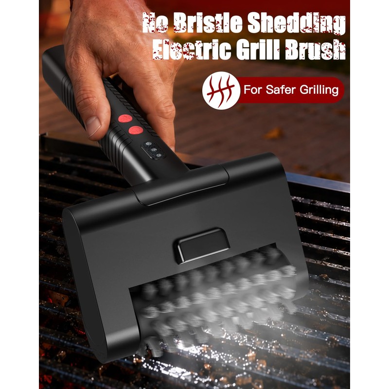 D10 Electric BBQ Grill Cleaner, Bristle-Free Cordless Brush for Grill
