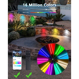 Teekuv 8 Pack 7 Inch RGB LED Hardscape Lighting, 2.8W Smart Retaining Wall Lights 16 Million Colors with Remote Control, IP65 Waterproof Landscape Paver Lights, 12V AC/DC Low Voltage Outdoor Lighting