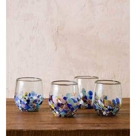 Vivaterra Riviera Recycled Stemless Wine Glass, Set of 4