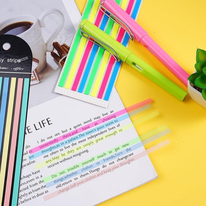 320Pcs Transparent Highlighter Tapes，Removable Sticky Tabs for Annotating Books, Long