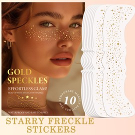 10PCS Glitter Face Tattoo with Starry Freckle Stickers, Waterproof Sparkle Makeup Patches for Festival Accessories, Easy to Apply Temporary Glitter Tattoos for Women and Kids