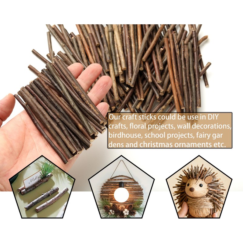 120 Pieces Craft Sticks Wood Sticks DIY Log, Twigs Length