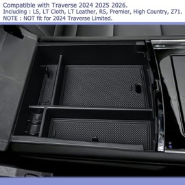 RUNROAD Center Console Organizer Tray Compatible with Chevy Traverse 2024 2025 2026 Accessories, ABS Armrest Tray Middle Console Dividers Container Secondary Storage Box