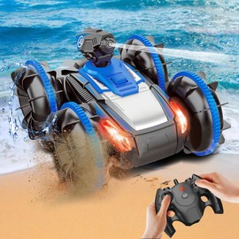 OBEST Amphibian Vehicle, Remote Controlled Car, RC Car, Children Water Sprayable, Gesture Induction Amphibian, 4WD Tumbling Toy, Racing, Christmas, Birthday Gifts Toy