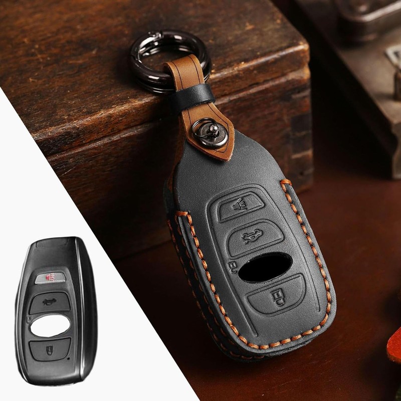 Hontumax Premium Leather Key Fob Cover for Subaru Ascent BRZ
