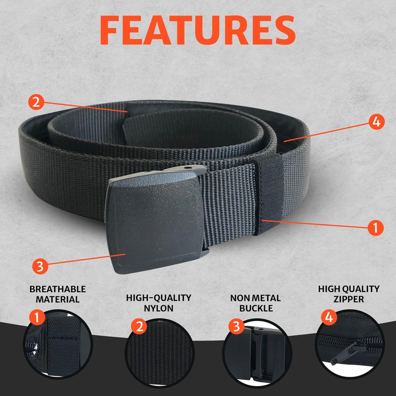 Secure Travel Money Belt with Hidden Security Zip for Money