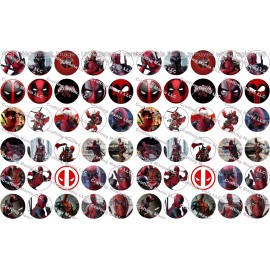 Crafting Mania LLC 60 Precut 1" DEADPOOL Bottle cap Images Set 1