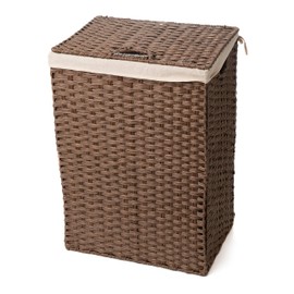 Blue Ridge Basket Company Synthetic Wicker Laundry Hamper Basket with Lid and Liner (Brown)